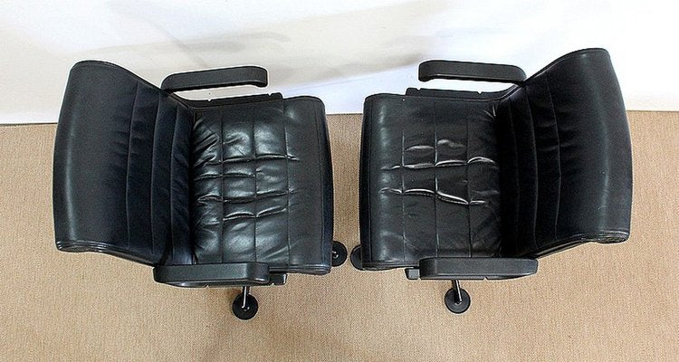 Leather Office Chairs attributed to Richard Sapper for Knoll Inc. / Knoll International, 1979, Set of 2-RVK-985029