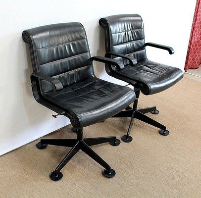 Leather Office Chairs attributed to Richard Sapper for Knoll Inc. / Knoll International, 1979, Set of 2-RVK-985029