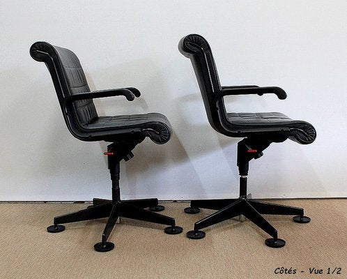 Leather Office Chairs attributed to Richard Sapper for Knoll Inc. / Knoll International, 1979, Set of 2-RVK-985029