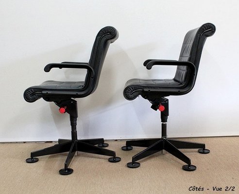 Leather Office Chairs attributed to Richard Sapper for Knoll Inc. / Knoll International, 1979, Set of 2-RVK-985029