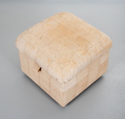 Leather Patchwork Pouf, 1970s-GCG-838590