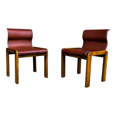 Leather & Plywood Dining Chairs by Tobia & Afra Scarpa, 1966, Set of 4-RPH-594434