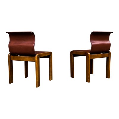 Leather & Plywood Dining Chairs by Tobia & Afra Scarpa, 1966, Set of 4-RPH-594434