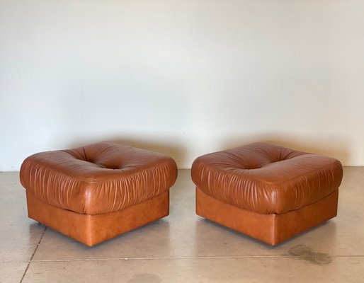 Leather Pouf, 1970s, Set of 2-NPC-2041867