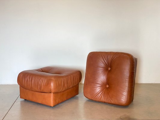 Leather Pouf, 1970s, Set of 2-NPC-2041867