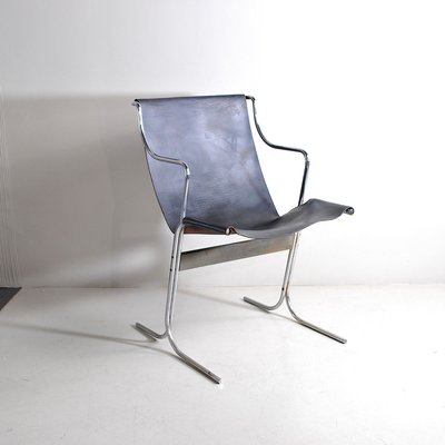 Leather Rocking Chair with Steel Structure, 1960s-JQO-829738