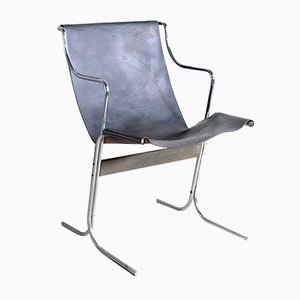 Leather Rocking Chair with Steel Structure, 1960s-JQO-829738