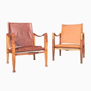 Leather Safari Chairs by Kaare Klint for Rudolf Rasmussen, 1950s, Set of 2-WSA-831409