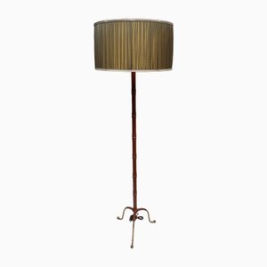 Leather Sheathed Floor Lamp by Jacques Adnet, 1950s-VRR-1718533