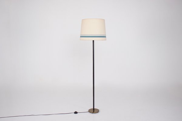 Leather Sheathed Floor Lamp from K & L Belyning, Sweden, 1950s-OWS-1698415