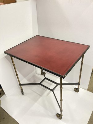 Leather Sheathed Table by Jacques Adnet, 1950s-VRR-1786555