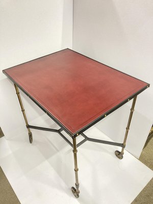 Leather Sheathed Table by Jacques Adnet, 1950s-VRR-1786555