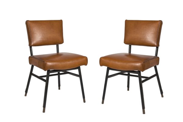 Leather Side Chair by Jacques Adnet, 1950s-VRR-570579