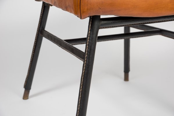 Leather Side Chair by Jacques Adnet, 1950s-VRR-570579