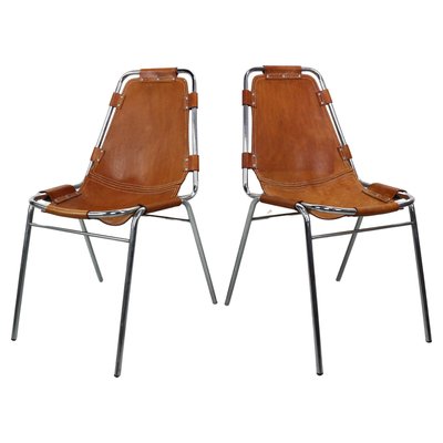 Leather Side Chairs by Charlotte Perriand for Les Arcs, 1960s, Set of 2-DT-2026148