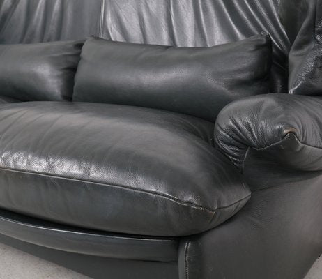 Leather Sofa with Pouf by Vico Magistretti for Cassina, 1980s, Set of 2-SN-2025966