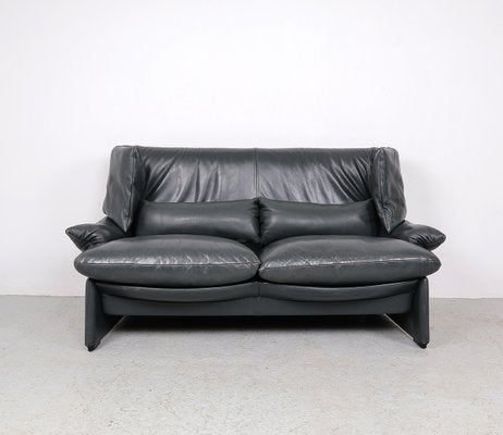 Leather Sofa with Pouf by Vico Magistretti for Cassina, 1980s, Set of 2-SN-2025966