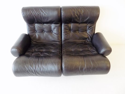 Leather Sofalette / Modular 2-Seater Sofa by Otto Zapf, 1970s-HUW-866316