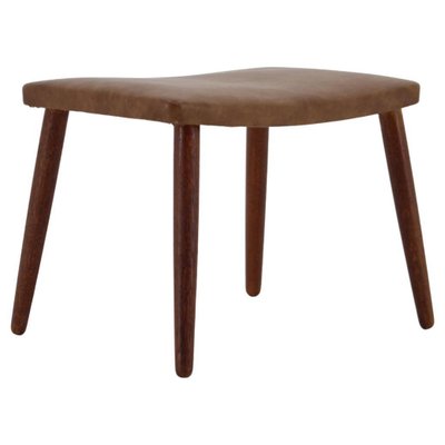 Leather Stool, Denmark, 1960s-TZ-1423403