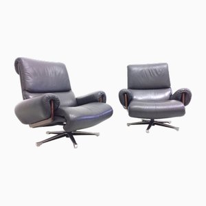 Leather Swivel Armchairs by André Vandenbeuck for Strässle, 1960s, Set of 2-FQG-1748621