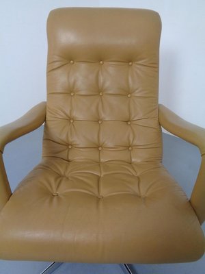 Leather Swivel Easy Chair and Ottoman, 1970s, Set of 2-RDW-827850