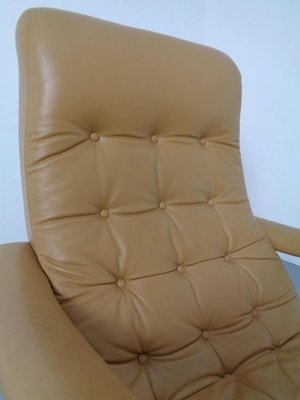 Leather Swivel Easy Chair and Ottoman, 1970s, Set of 2-RDW-827850