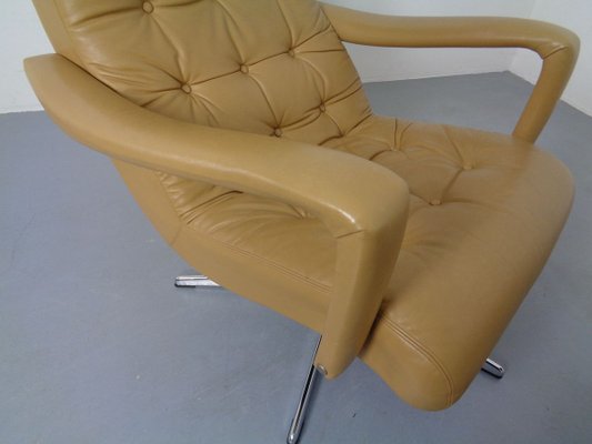 Leather Swivel Easy Chair and Ottoman, 1970s, Set of 2-RDW-827850