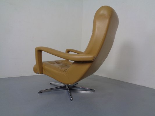 Leather Swivel Easy Chair and Ottoman, 1970s, Set of 2-RDW-827850