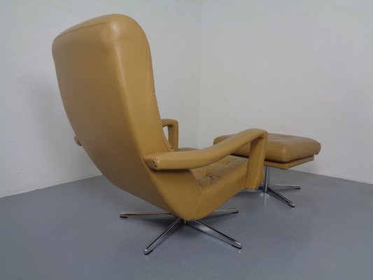 Leather Swivel Easy Chair and Ottoman, 1970s, Set of 2-RDW-827850