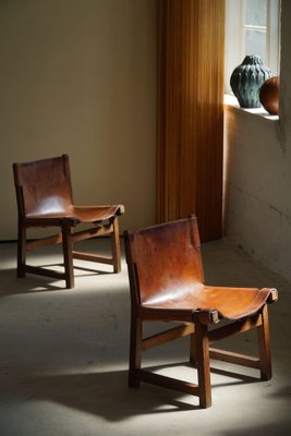 Leather & Walnut Model Riaza Hunting Lounge Chairs by Paco Muñoz, 1960, Set of 2-MXF-1369989