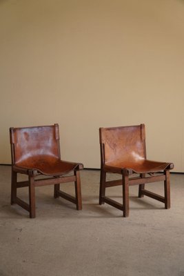 Leather & Walnut Model Riaza Hunting Lounge Chairs by Paco Muñoz, 1960, Set of 2-MXF-1369989