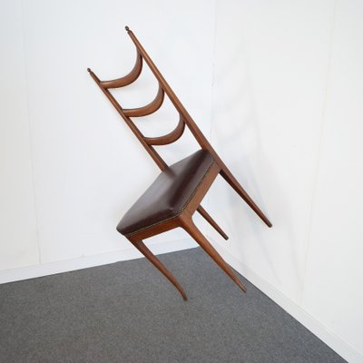 Leather Wooden Chairs by Osvaldo Borsani Production, 1950s, Set of 6-JQO-1361727