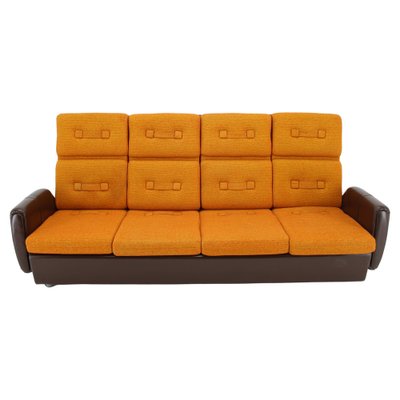 Leatherette and Fabric 4-Seater Sofa, Czechoslovakia, 1970s-TZ-1797661