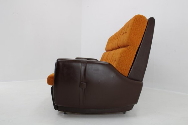 Leatherette and Fabric 4-Seater Sofa, Czechoslovakia, 1970s-TZ-1797661