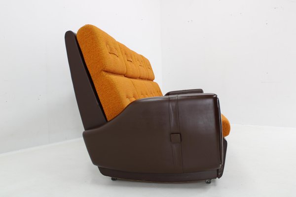 Leatherette and Fabric 4-Seater Sofa, Czechoslovakia, 1970s-TZ-1797661