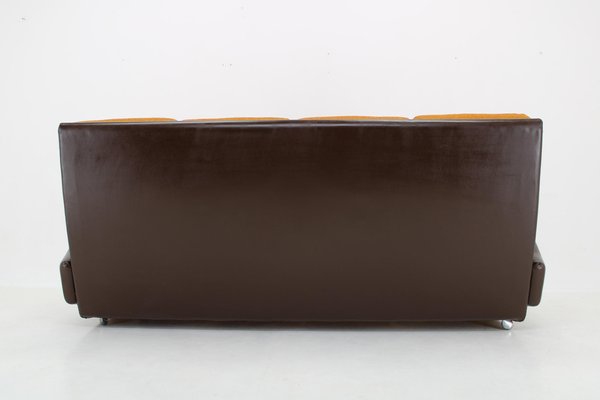 Leatherette and Fabric 4-Seater Sofa, Czechoslovakia, 1970s-TZ-1797661