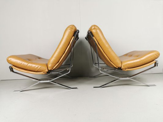 Leatherette & Chrome Lotus Chairs by Ico Luisa Parisi for MIM, 1960s, Set of 2-PRS-856250