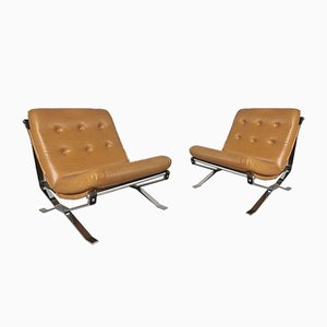 Leatherette & Chrome Lotus Chairs by Ico Luisa Parisi for MIM, 1960s, Set of 2-PRS-856250