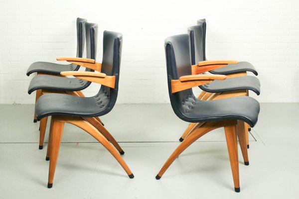 Leatherette Swing Model Dining Chair by Cor Van Os Culemborg, 1960s, Set of 6-ZA-1088002