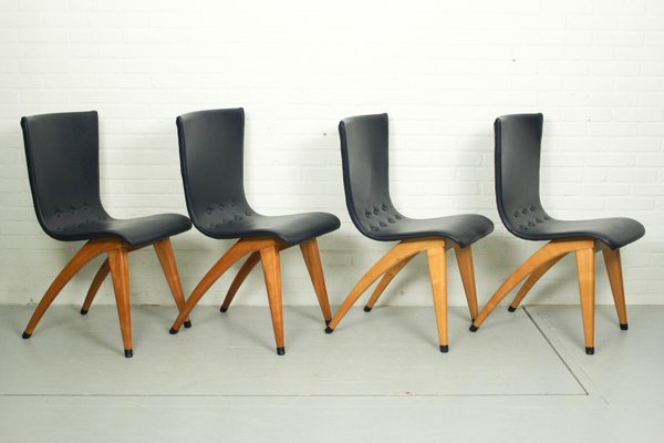 Leatherette Swing Model Dining Chair by Cor Van Os Culemborg, 1960s, Set of 6-ZA-1088002