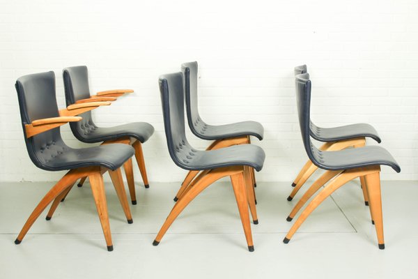 Leatherette Swing Model Dining Chair by Cor Van Os Culemborg, 1960s, Set of 6-ZA-1088002