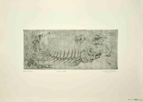 Leo Guida, Fishbone, Original Etching, 1972-ZCI-996264