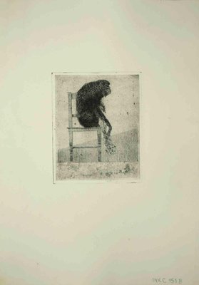 Leo Guida, Seated Monkey, Original Etching, 1975-ZCI-1379346