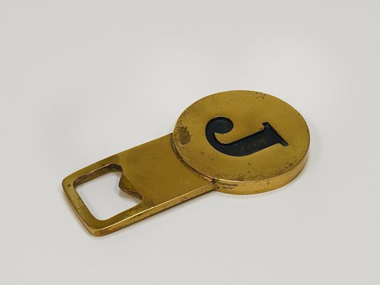 Letter J Initials Brass Bottle Opener #4919 attributed to Carl Auböck, Vienna, 1960s-MWV-2026481