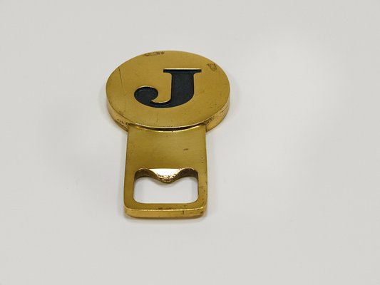 Letter J Initials Brass Bottle Opener #4919 attributed to Carl Auböck, Vienna, 1960s-MWV-2026481