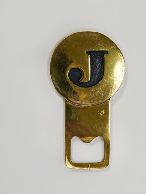 Letter J Initials Brass Bottle Opener #4919 attributed to Carl Auböck, Vienna, 1960s-MWV-2026481