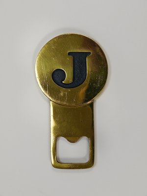 Letter J Initials Brass Bottle Opener #4919 attributed to Carl Auböck, Vienna, 1960s-MWV-2026481