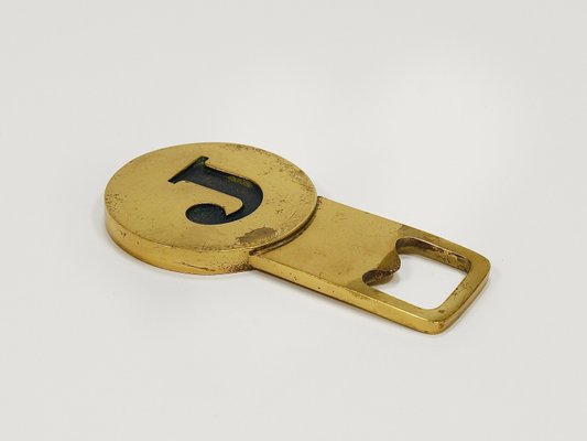 Letter J Initials Brass Bottle Opener #4919 attributed to Carl Auböck, Vienna, 1960s-MWV-2026481