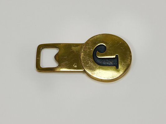 Letter J Initials Brass Bottle Opener #4919 attributed to Carl Auböck, Vienna, 1960s-MWV-2026481