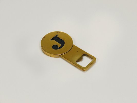 Letter J Initials Brass Bottle Opener #4919 attributed to Carl Auböck, Vienna, 1960s-MWV-2026481